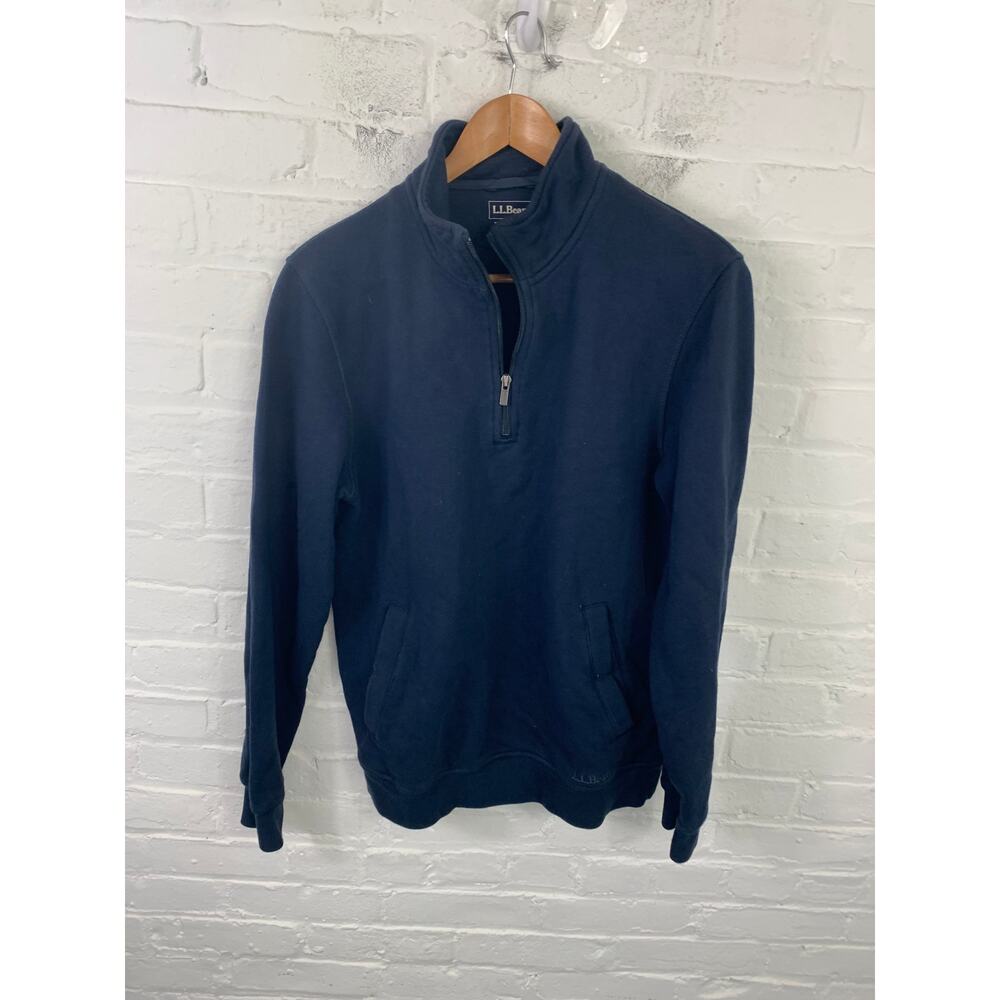 L.L. Bean Men's Quarter-Zip Sweatshirt Traditional Fit Stretch Navy Blue Size S